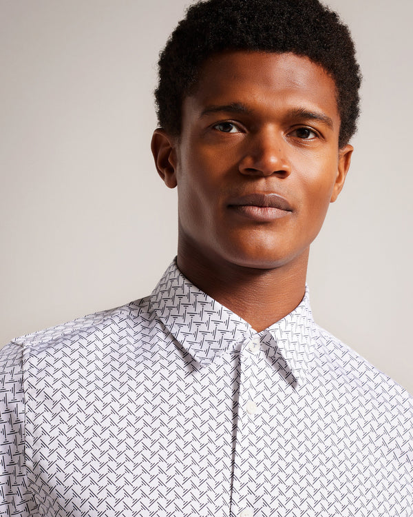 WILLUW-Shirts-A versatile shirt with a minimalist feel, WILLUW has a classic collar and subtle geometric print that makes it suitable for almost any occasion. With a great fit and made from a cotton blend, it's an easy addition to upgrade your wardrobe.By choosing Ted Baker cotton products, you're supporting our investment in the Better Cotton Initiative's mission. This product is sourced via a system of mass balance and therefore may not contain Better Cotton. Button up shirt Long sleeved Cotton blend Clas